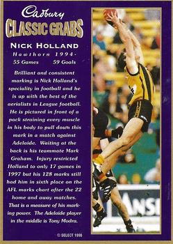 1998 Cadbury Classic Grabs #16 Nick Holland Back